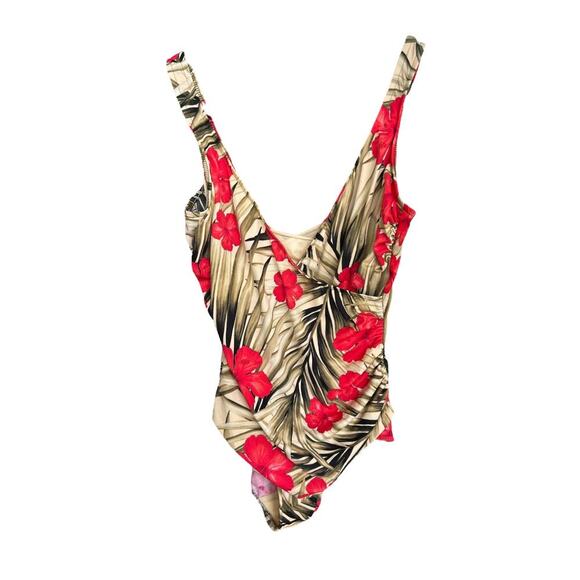 Women's Lands' End Vibrant Hibiscus Flowers Tropical Print  Swimsuit Size 12 - Picture 1 of 3